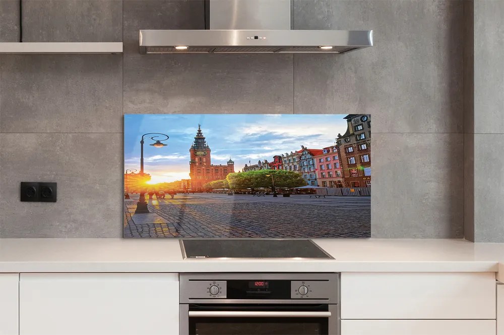 Panel szklany do Kuchni Gdańska Starówka o Świcie