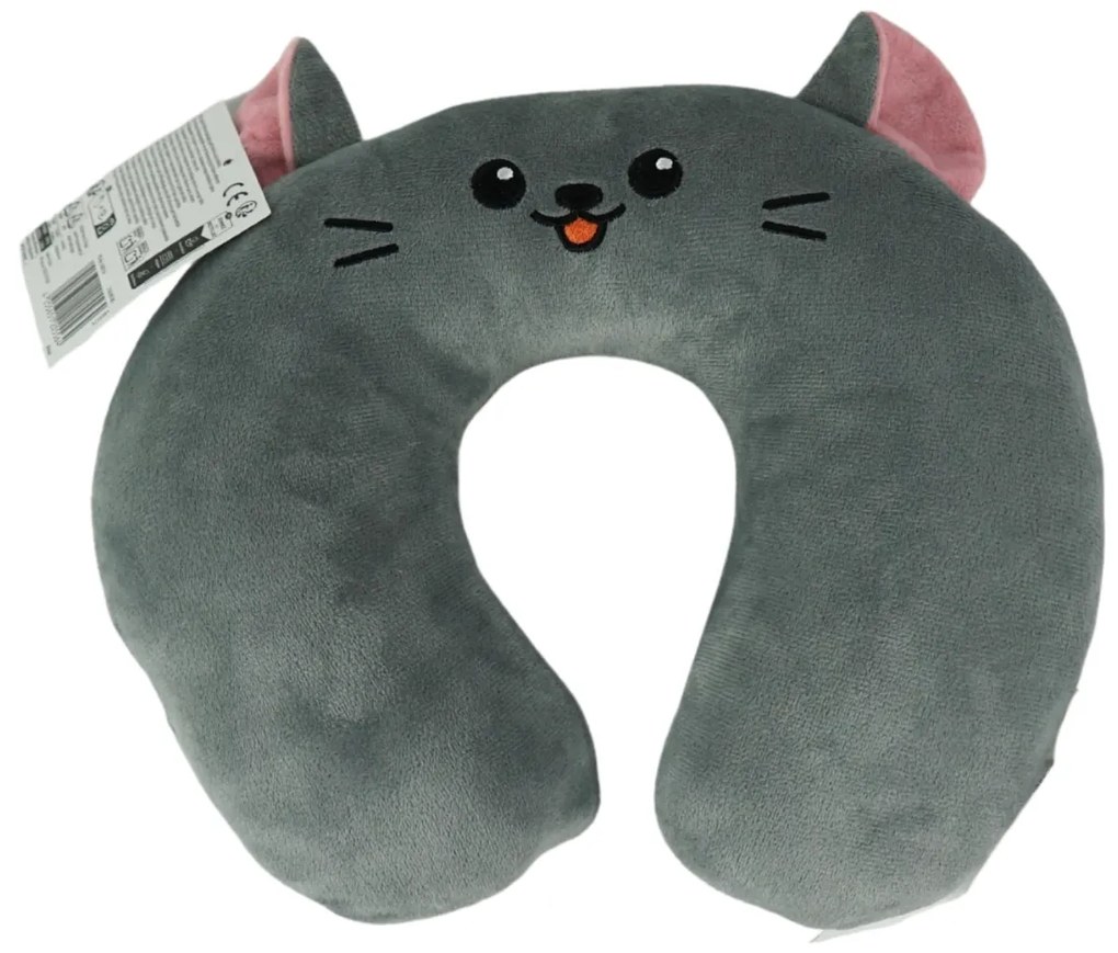 Poduszka podróżna TRAVEL FRIENDS 33x25 cm pluszowa - różne kolory Kolor: Czarny