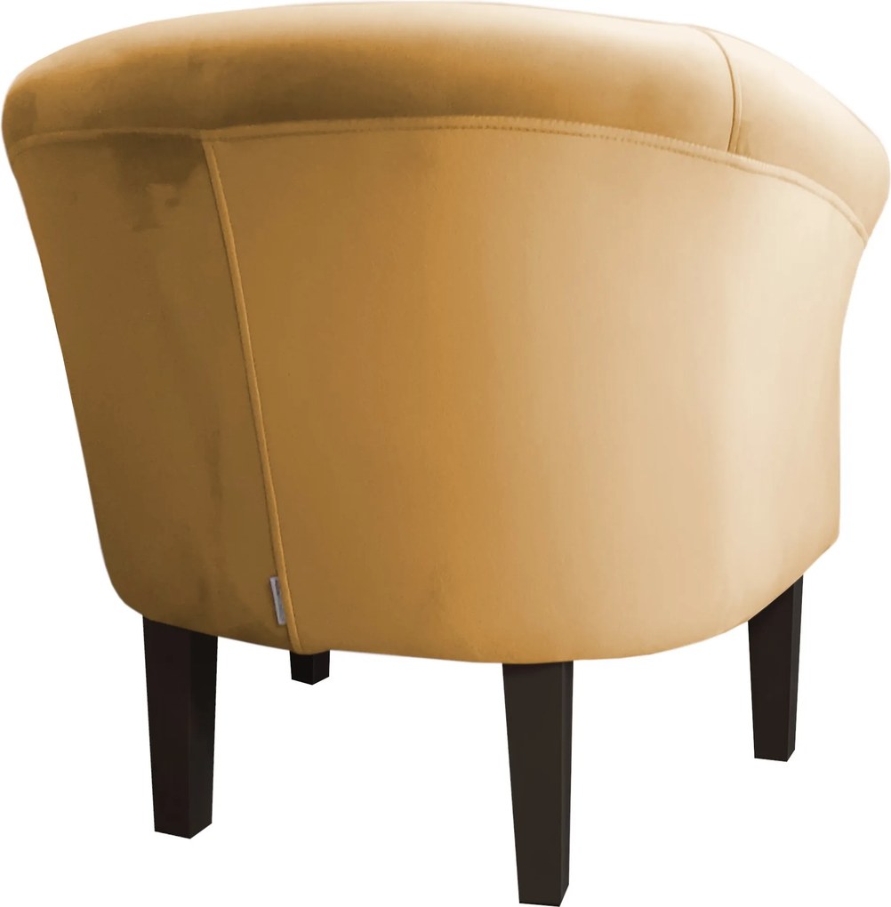 Fotel Milo tkanina Welur wygodny fotel tapicerowany do salonu i sypialni : Kolor nogi - Venge, Kolor tkaniny - VELVET - MG15, Wysokość nogi - 20 cm