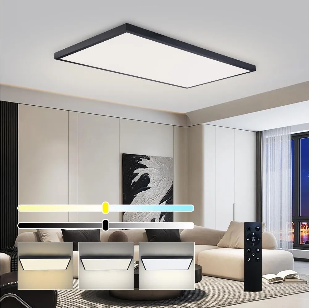 Brilagi-LED Ściemnialna oprawa łazienkowa FRAME SMART LED/96W/230V IP44 czarny+pilot