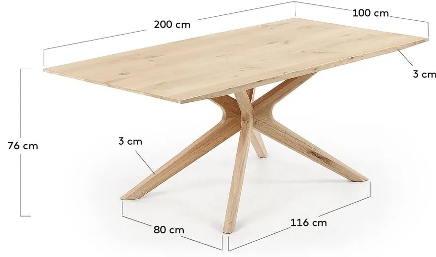 Stół z blatem w dekorze dębu 100x200 cm Armande – Kave Home