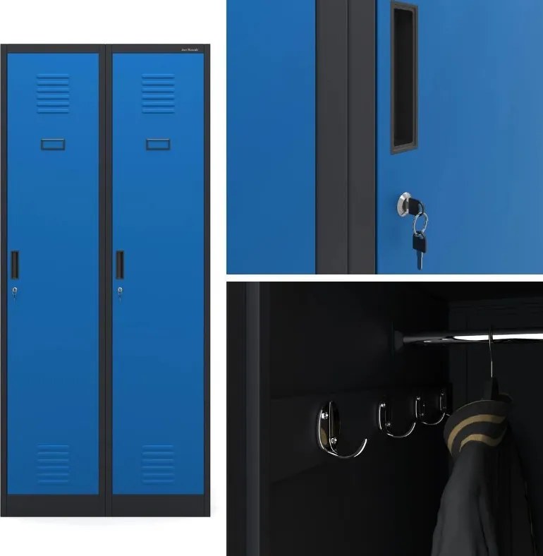 Szafa socjalna czterokomorowa Kacper 80x50x180 cm antracyt/niebieski