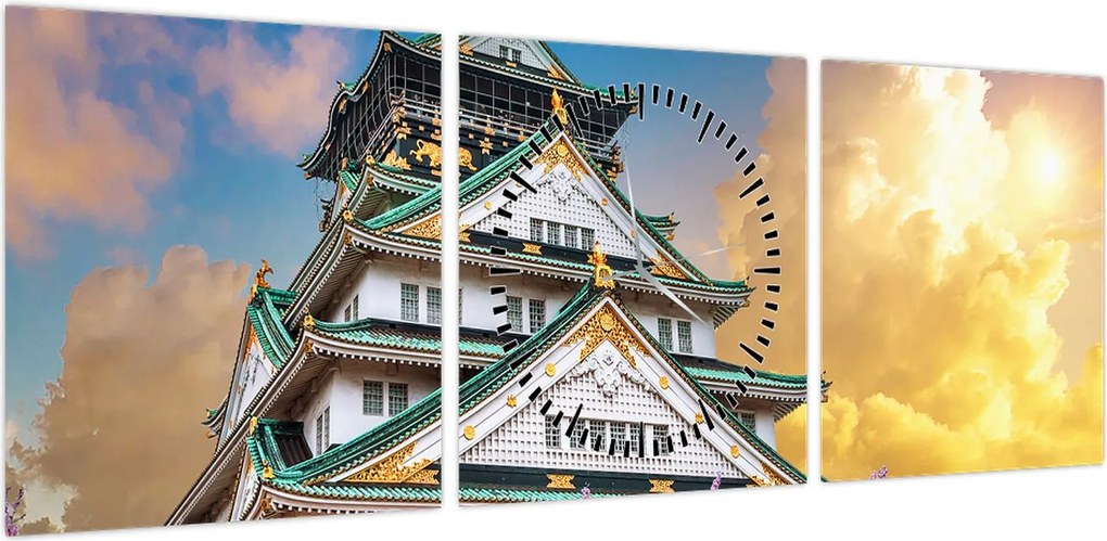 Obraz - Zamek Osaka (z zegarem) (90x30 cm)