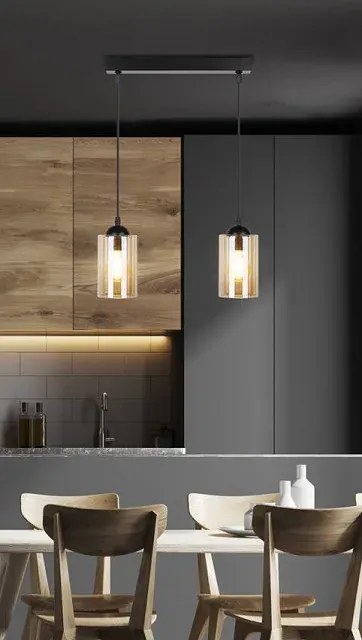 Lampa wisząca na listwie z dwoma szklanymi kloszami - 4X V139 S0-A46