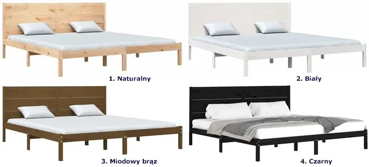 Czarne małżeńskie łóżko z drewna 200x200 - Sangriv 6X