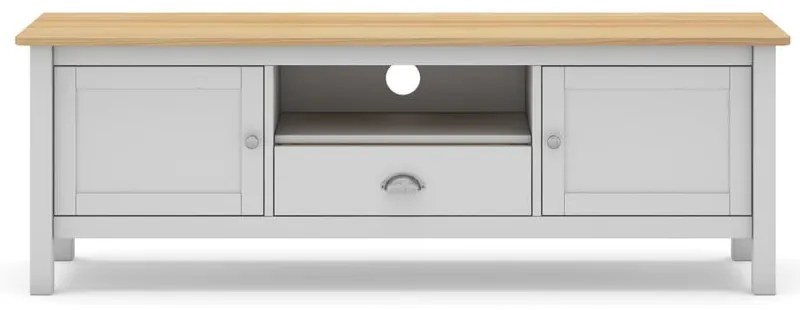 Biało-naturalna szafka pod TV z drewna sosnowego 158x53 cm Misti – Marckeric