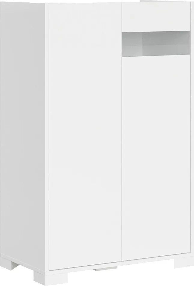 Wysoka komoda z 2 drzwiami Riflesso 70x35x110 cm, biały połysk