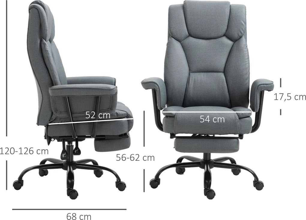 Krzesło biurowe Vinsetto fotel biurowy krzesło komputerowe z regulacją wysokości i podnóżkiem 360° PU 68x80x120–126cm | Aosom PL