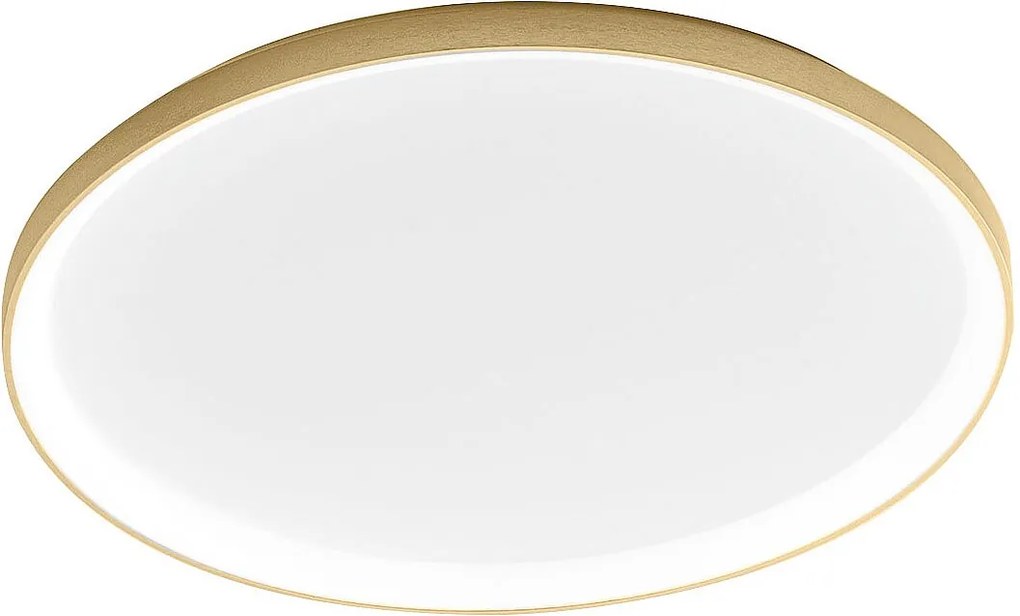 Krizia - ściemnialna lampa sufitowa LED 80W - 5800lm, ciepłe światło 3000K, dyfuzor opalowy, szczotkowane złoto aluminium, średnica 70 cm, IP20, nowoczesny design