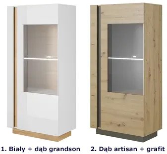 Niska witryna biały + dąb grandson A2-D07