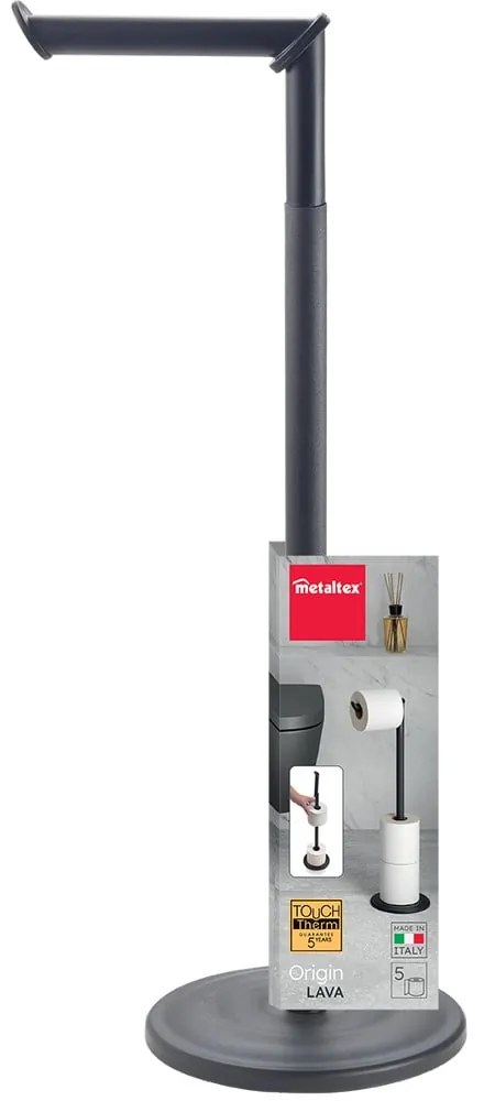 Stalowy stojak na papier toaletowy w kolorze matowej czerni Lava – Metaltex