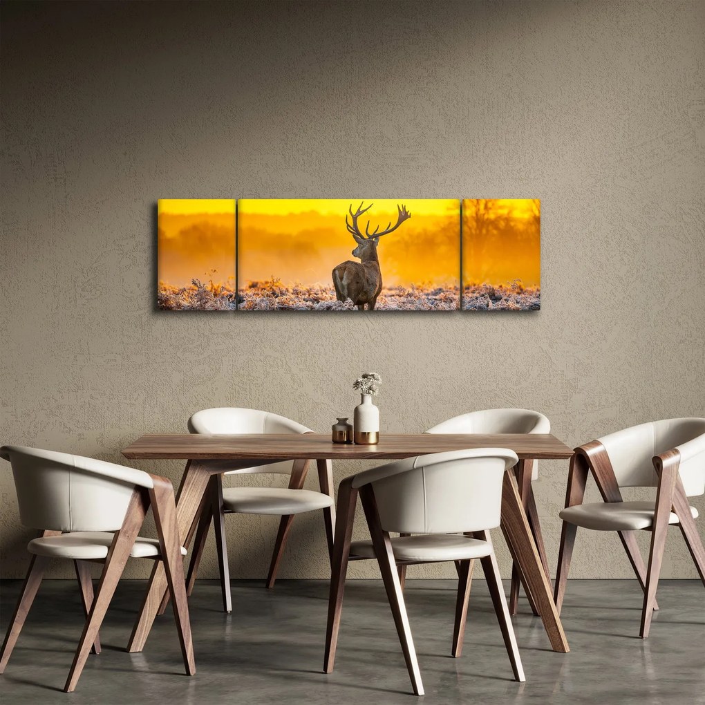 Obraz - Jeleń o wschodzie słońca (170x50 cm)