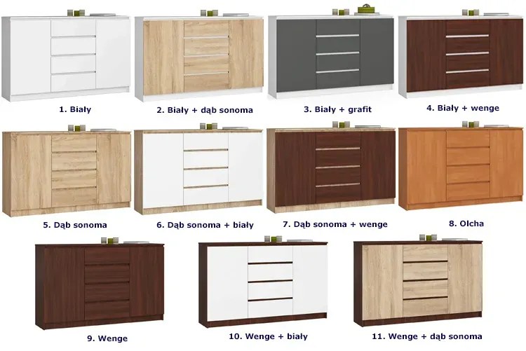 Skandynawska komoda dąb sonoma + biały S7-H46
