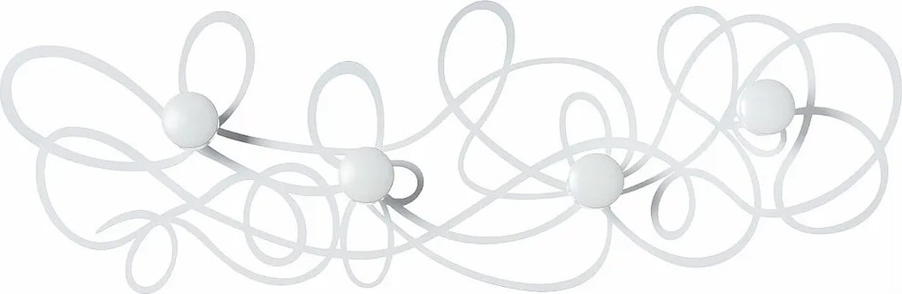 Wieszak ścienny Doodle 77x25 cm z białego żelaza, z gałkami, nowoczesny design z przeplatającymi się liniami, made in Italy