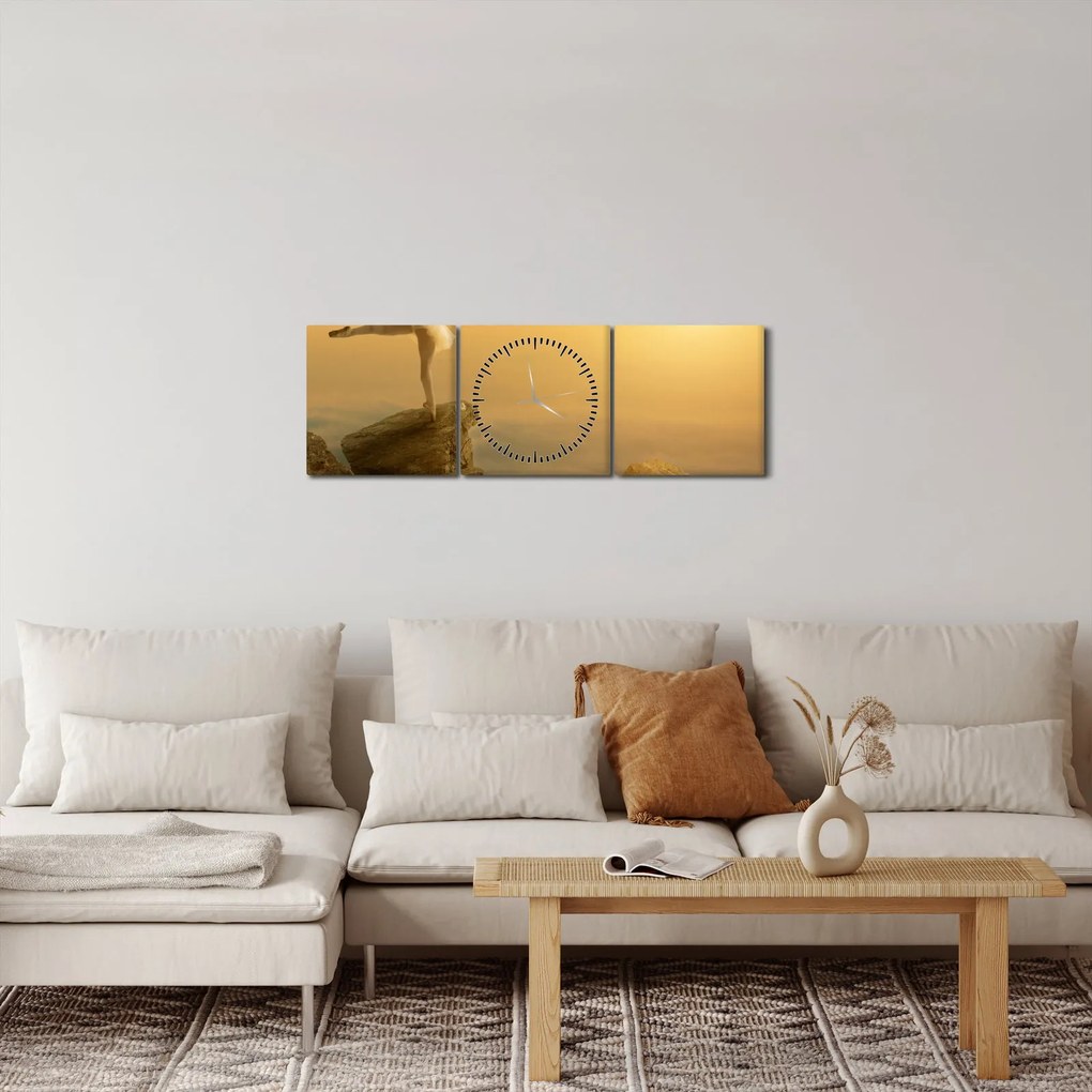 Obraz - Baletnica na skale (z zegarem) (90x30 cm)