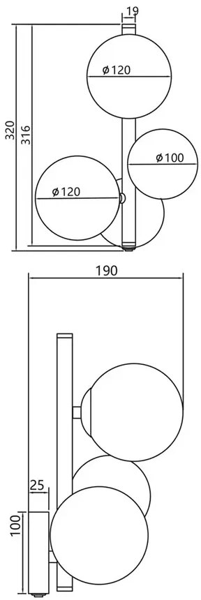 Czarny szklany kinkiet L2-B18