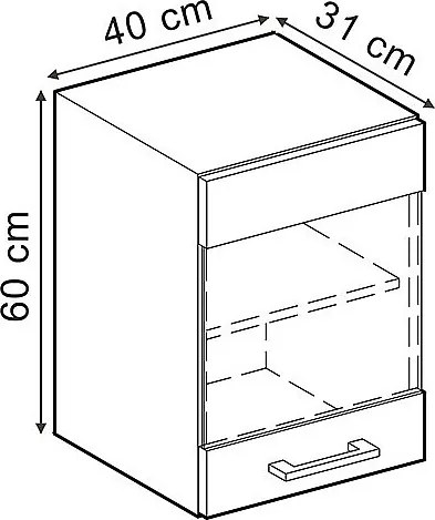 Szklana szafka kuchenna dąb rzemieślniczy 40x31x60 r-line
