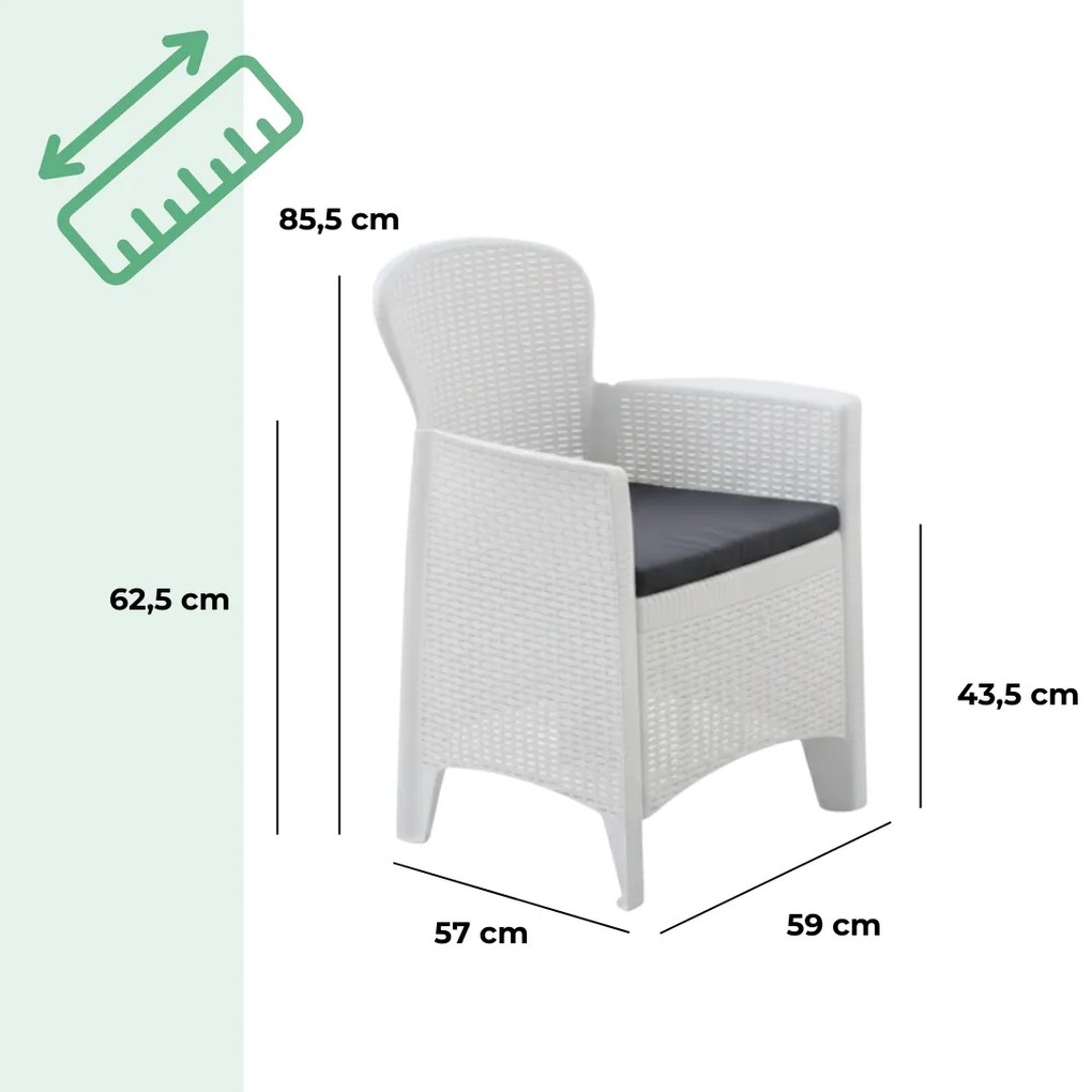 Zestaw ogrodowy AKITA, 3-częściowy, biała I.P.A.E-Progarden