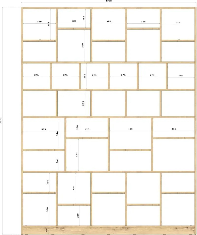 Szary regał biblioteczka w stylu skandynawskim P6-T30