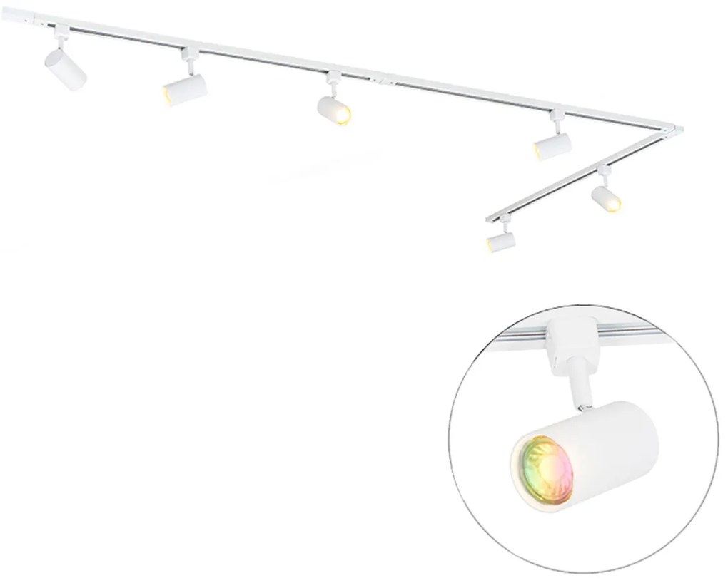 Inteligentny system oświetlenia szynowego z 6 reflektorami białymi, jednofazowy, 300 cm - Iconic Jeana