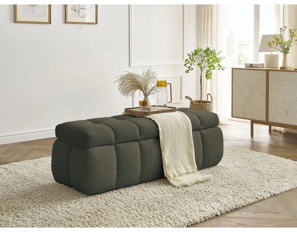 Zielona ławka z materiału bouclé Mont Blanc – Bobochic Paris