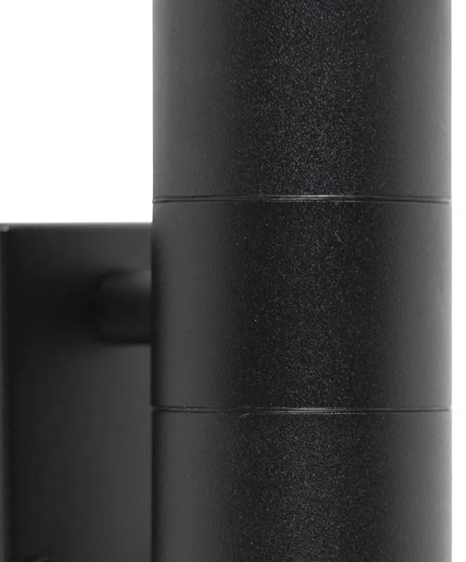 Lampa ścienna zewnętrzna czarna 2-światłowa z czujnikiem ruchu IP44 - Duo