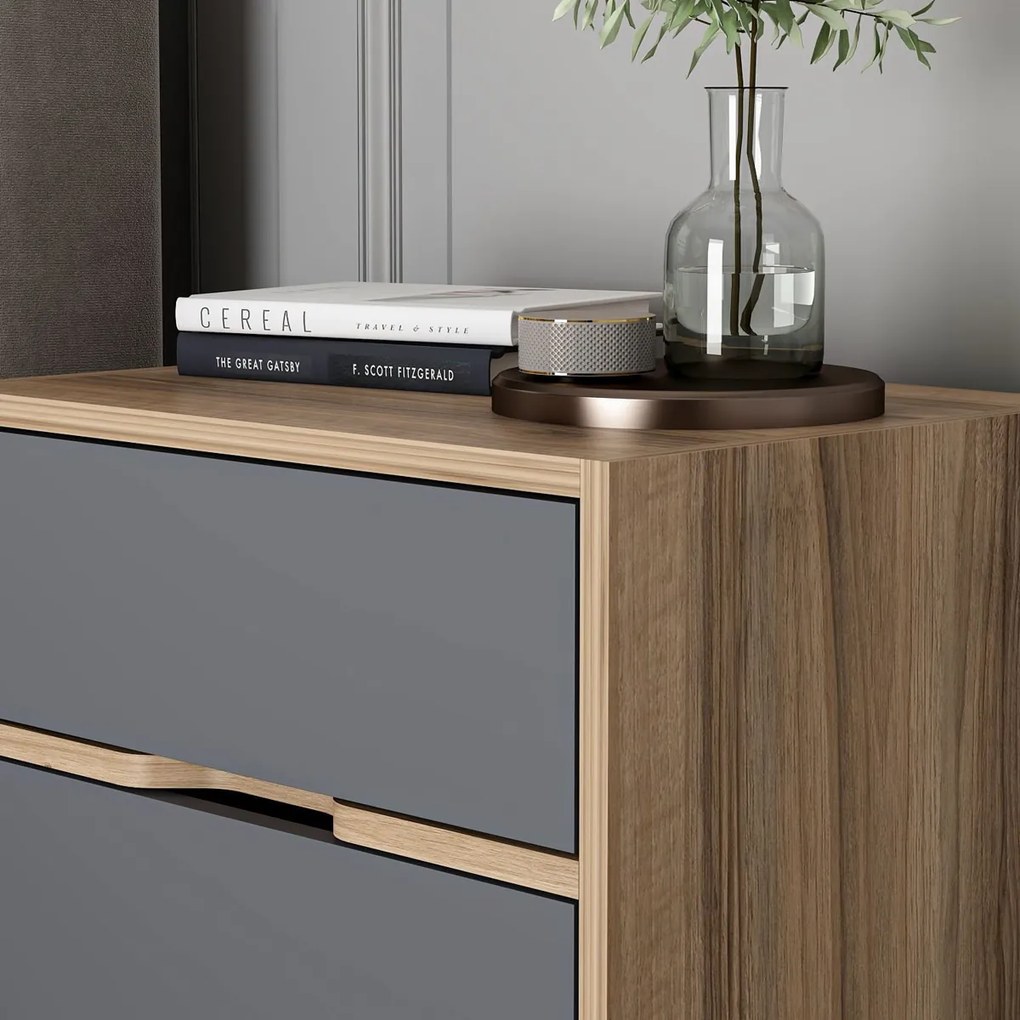 Stolik nocny Elina Walnut Anthracite