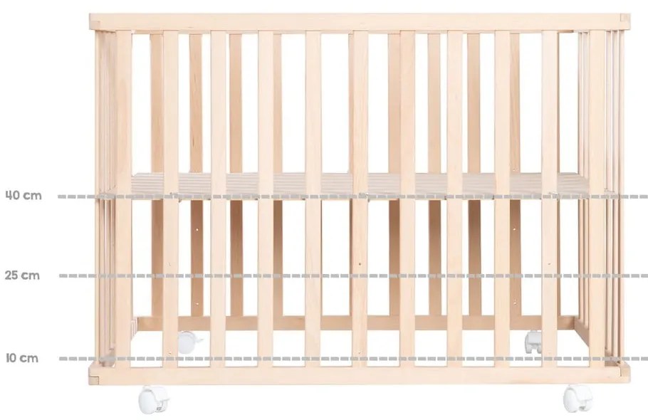 Kojec dla dzieci na kółkach w naturalnym kolorze 100x75 cm Jumbo Twins – Roba