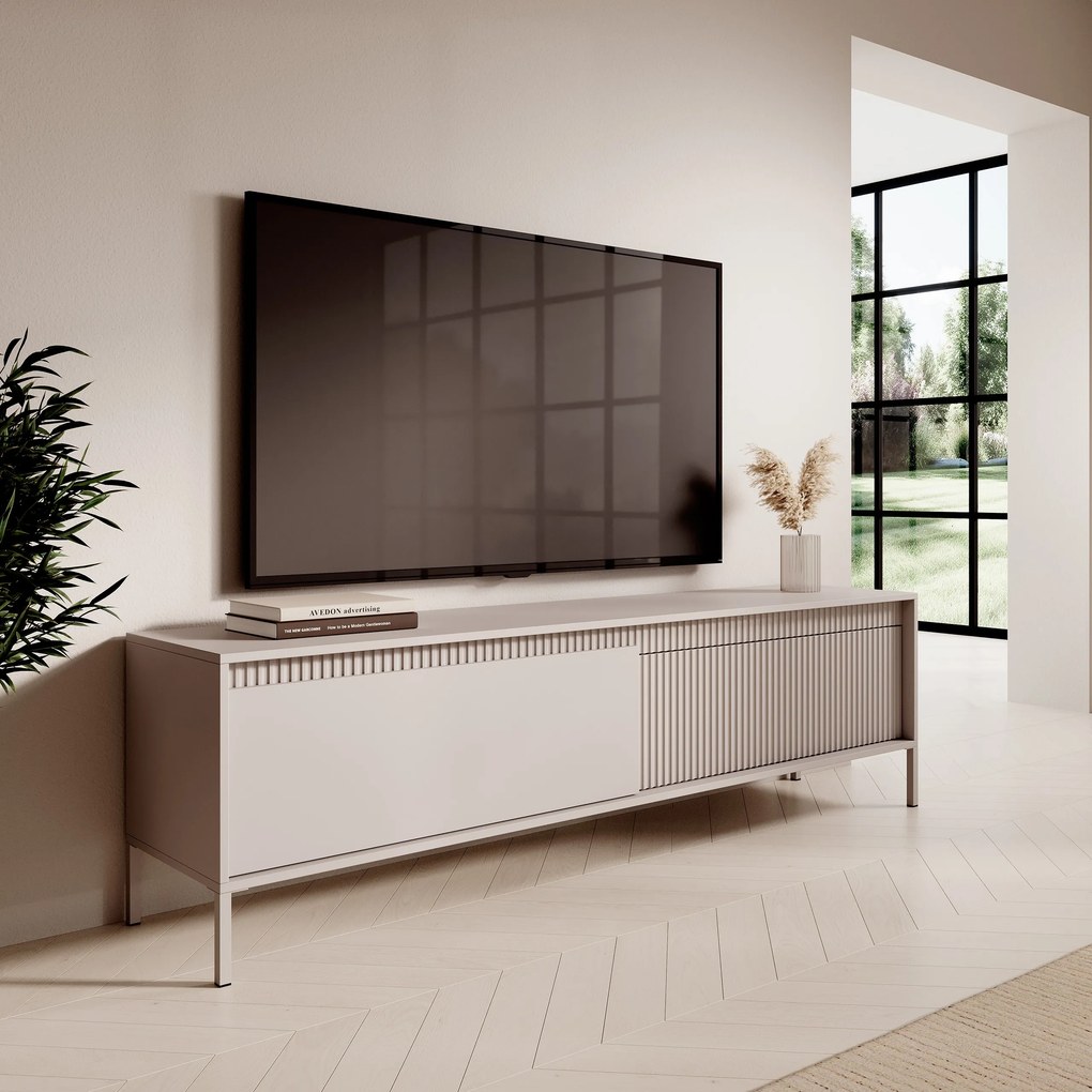 Szafka RTV stojąca SENSATO 187,1 cm do Salonu pod Telewizor - Odcienie beżu