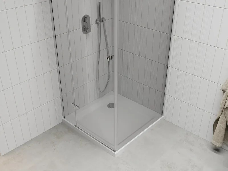 Mexen Roma kabina prysznicowa uchylna 80 x 80 cm, transparent, chrom + brodzik Flat - 854-080-080-01-00-4010