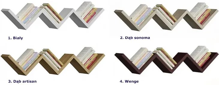 Wiszące półki na książki w kolorze wenge - Clyde 2X