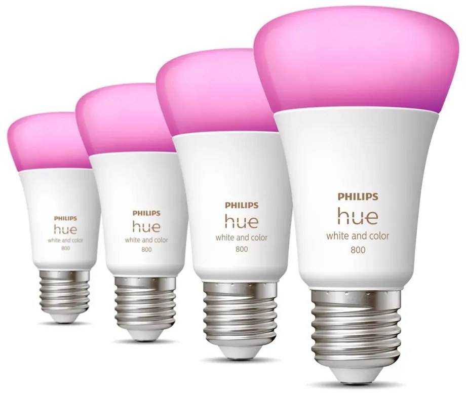 Inteligentne żarówki LED z gwintem E27, 9 W zestaw 4 szt. White and color ambiance – Philips Hue