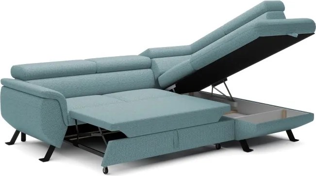 Narożnik RAVEN L Prawostronny wolnostojący z funkcją spania tkanina ARAGON 70 Jasno Niebieski WERSAL