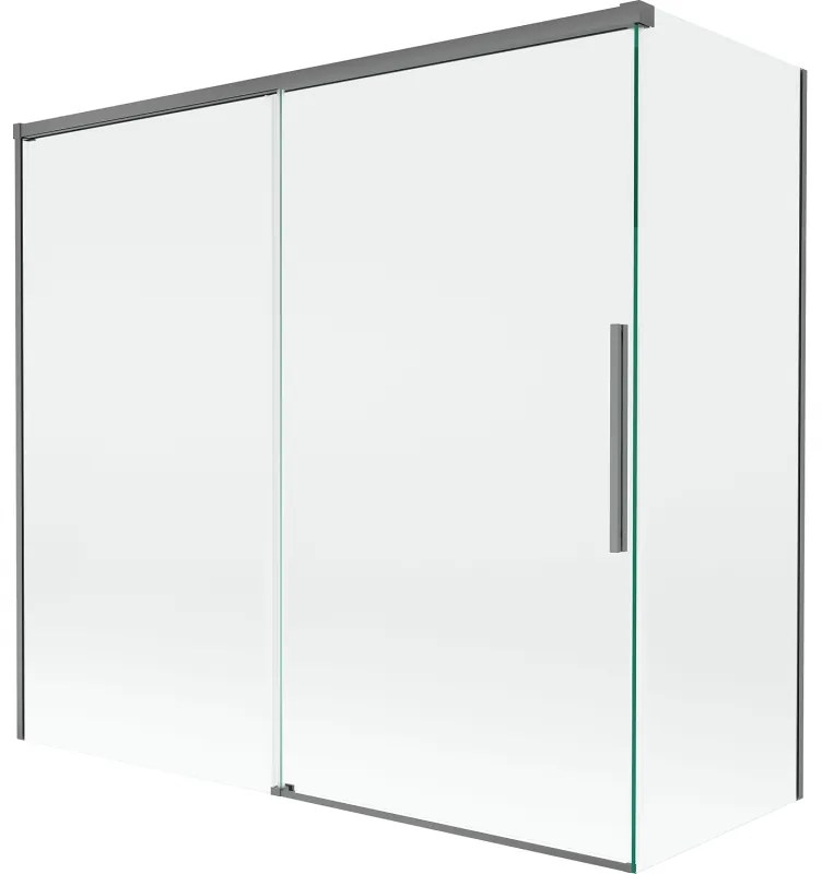 Mexen Rox parawan nawannowy 2-skrzydłowy rozsuwany 170 + 70 x 150 cm, transparent, gun metal - 8C9-170-070-95-00