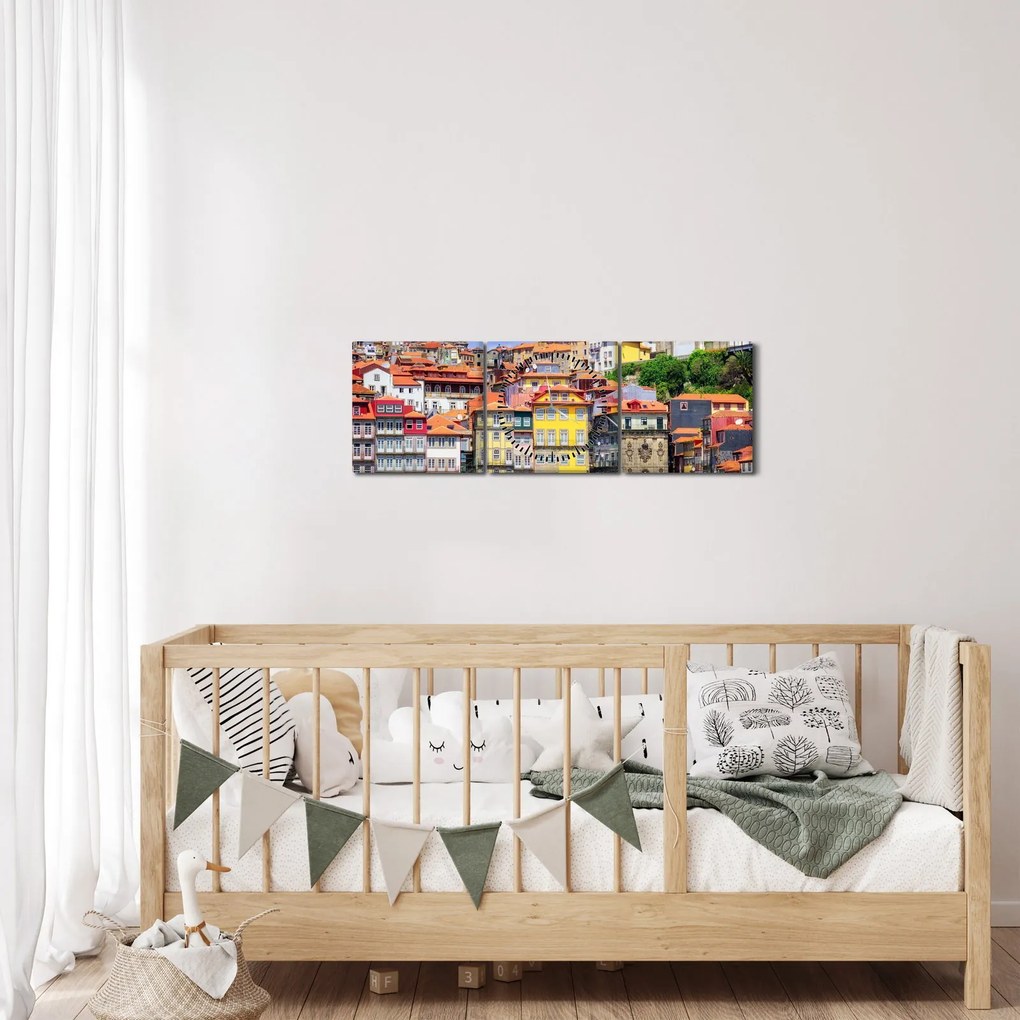 Obraz - Ribeira, Portugalia (z zegarem) (90x30 cm)