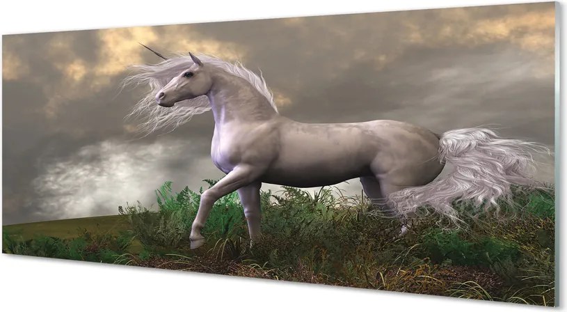 Szkło do Kuchni na Ścianę Magiczny Jednorożec w Obłokach