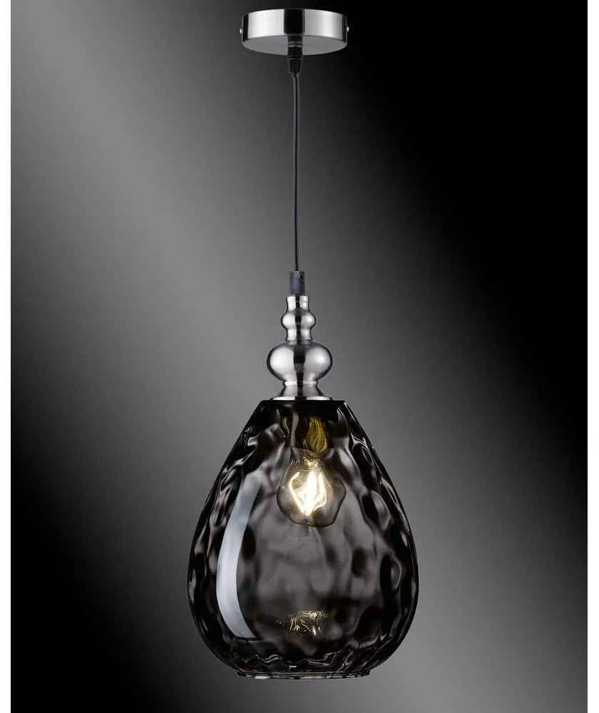 Czarna lampa wisząca ze szklanym kloszem Uller – Fischer & Honsel