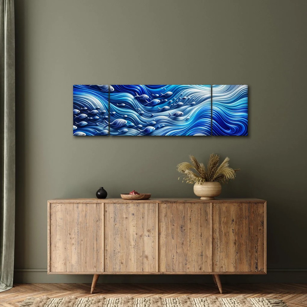Obraz – Ryby w falach (170x50 cm)