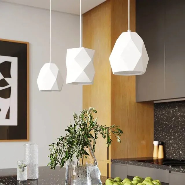 Biała lampa wisząca z geometrycznym kloszem - A440 M1-D33