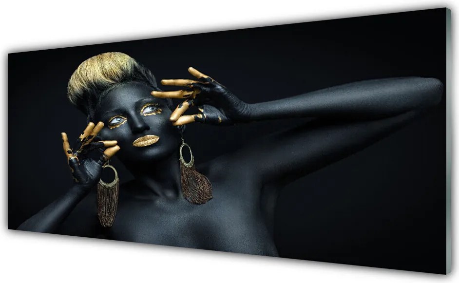 Panel Szklany do Kuchni Artystyczny Portret Kolorem Malowany