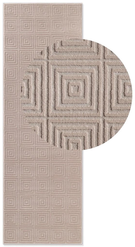 Dywan nowoczesny Perles Romby beżowy 80 cm x 240 cm