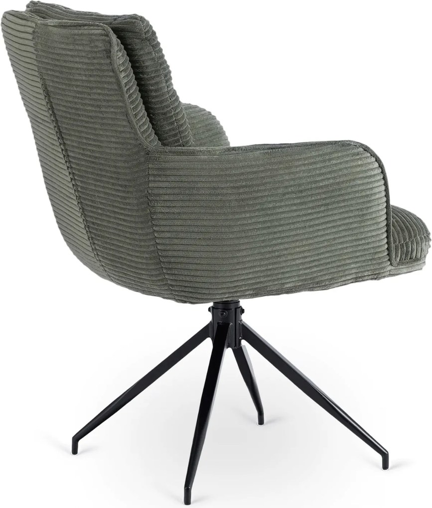 Krzesło Tapicerowane Obrotowe do Salonu AKITA Zielone Sztruksowe Nowoczesne