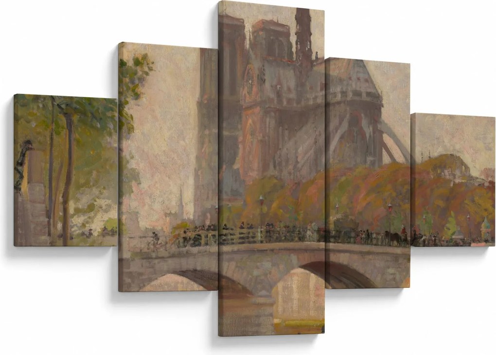 Obraz - Robert William Vonnoh, Notre Dame de Paris, reprodukcje (125x70 cm)