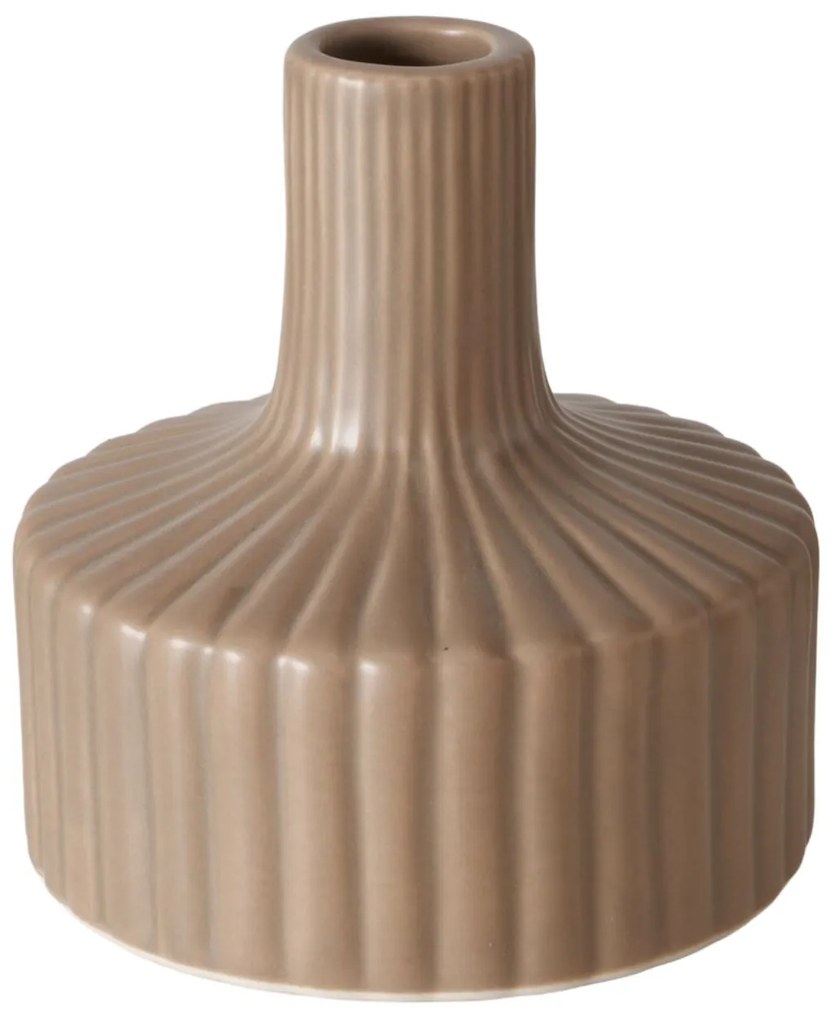 Prążkowany wazon w kolorze nude LIBELLY, 11 cm