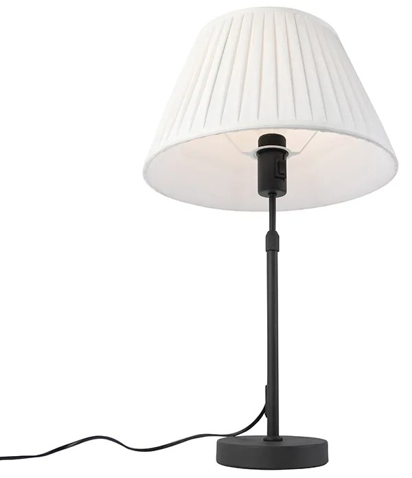 Lampa stołowa czarna z plisowanym abażurem kremowym 35 cm regulowana - ParteWiejski/ Rustykalny / Vintage Oswietlenie wewnetrzne