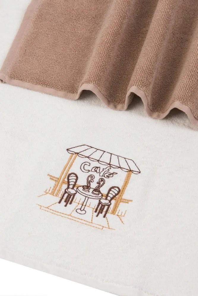 Ręczniki kuchenne CAFE, 2 szt Kremowy / Mustard Zestaw (2szt., 40x60 cm)