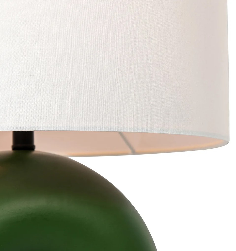 Designerska lampa stołowa zielona z białym abażurem z lnu - LottiDesignerski Oswietlenie wewnetrzne