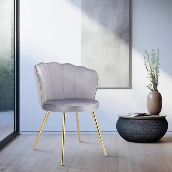 Szare pikowane krzesło w stylu glamour N6-N68