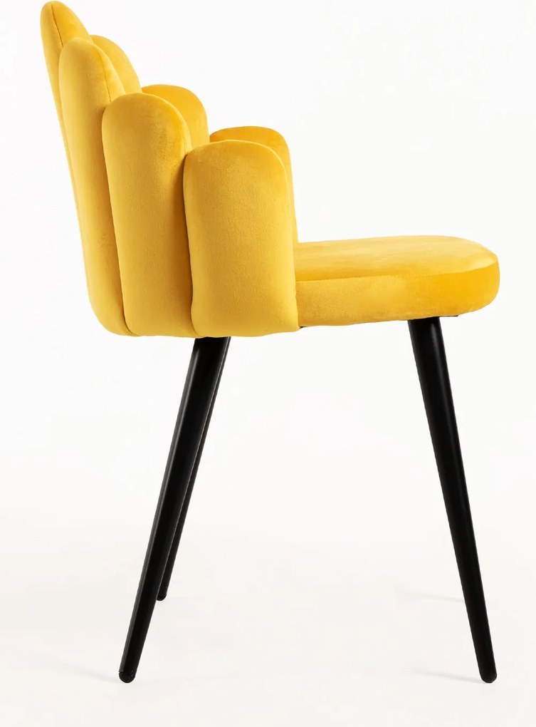 Zestaw 4 Krzese Hand Aksamitne Czarne Nogi