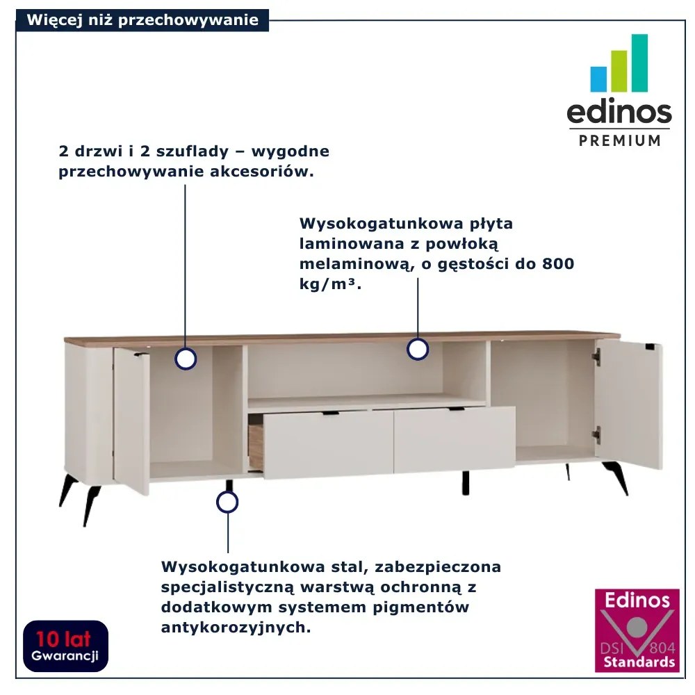 Szafka RTV na nóżkach kaszmir + dąb castello T0-Z01